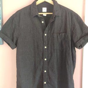 Cotton linen blend relaxed ss button down